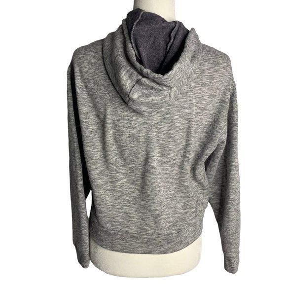Victorias Secret Pink Cropped Sweatshirt XS Grey Hooded Long Sleeve Fleece - Picture 4 of 7
